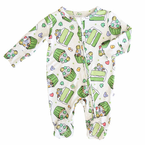 Shamrock Sweets Zipper Footie by Caden Lane
