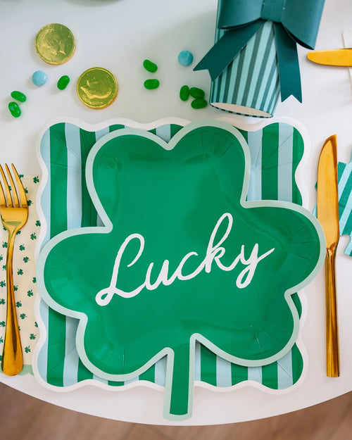 Lucky Gingham and Stripe Scalloped Plates